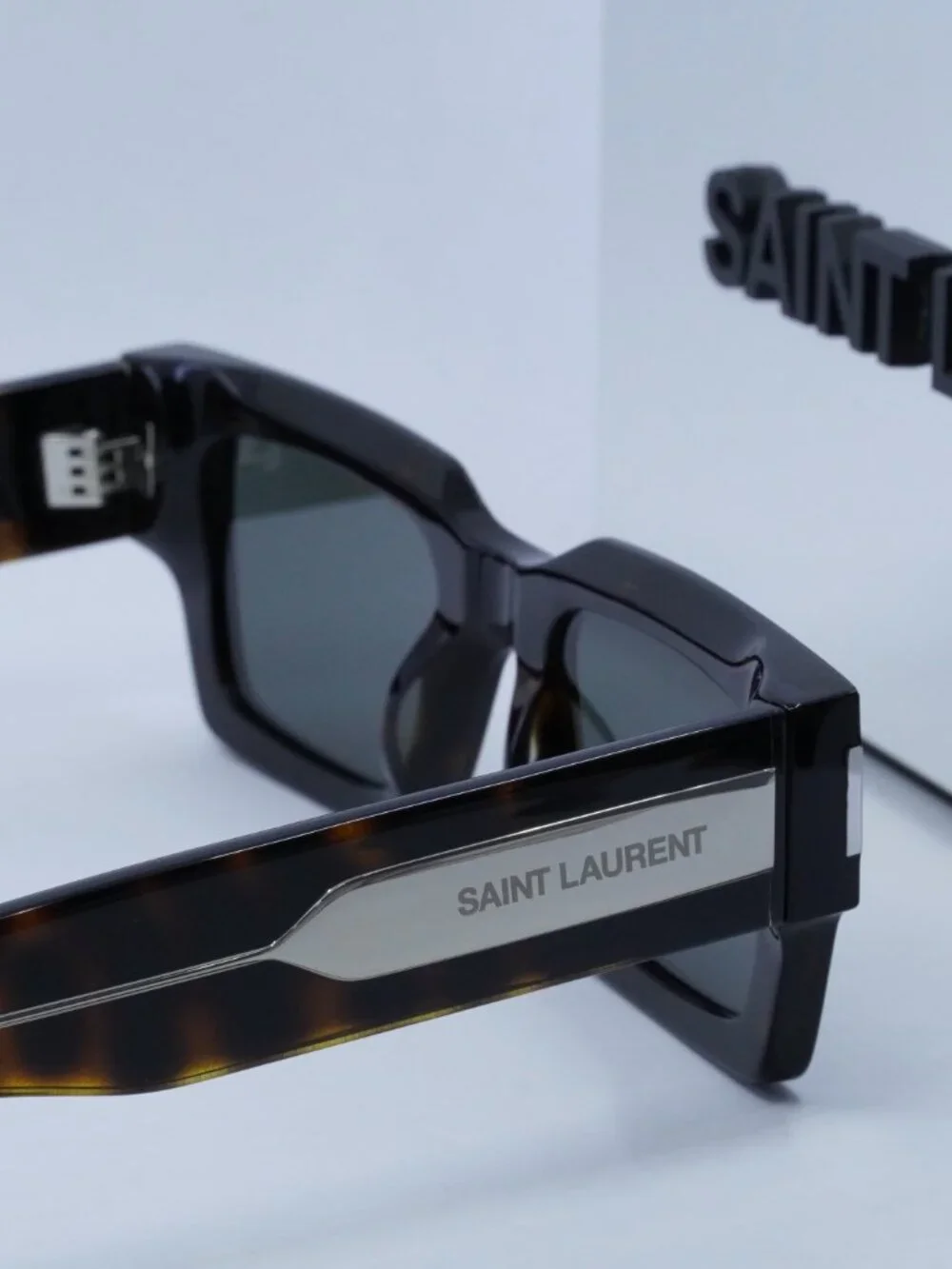 Saint Laurent SL736 001 Square Sunglasses - Dark Havana / Grey
